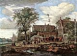 Salomon van Ruysdael Tavern with May tree painting
